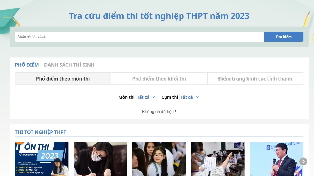 Tra cứu điểm thi THPT quốc gia 2023 qua VietNamNet