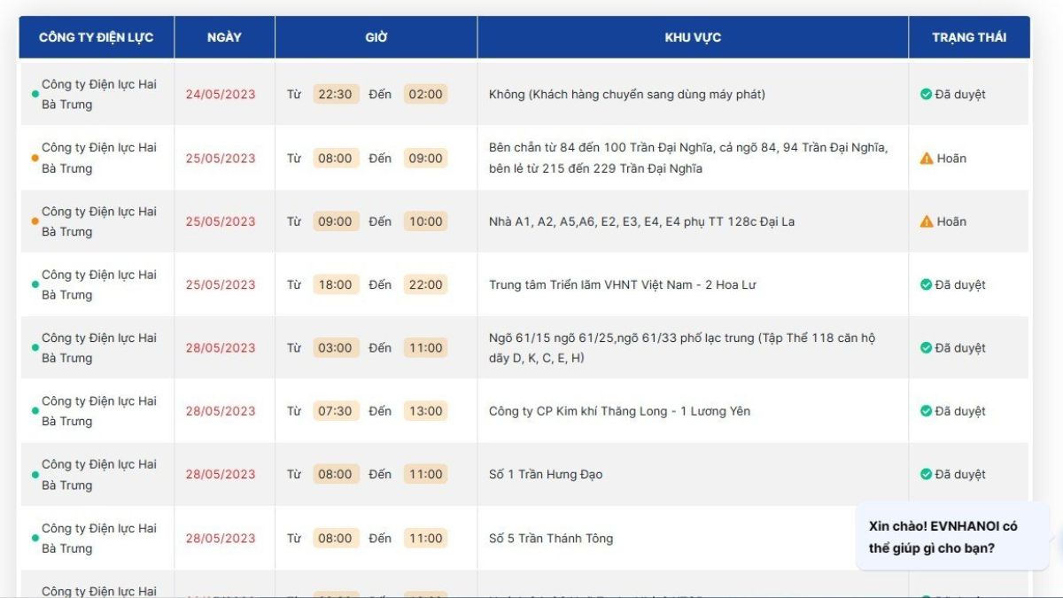 Tra cứu lịch cắt điện thông qua website của EVN - Bước 3