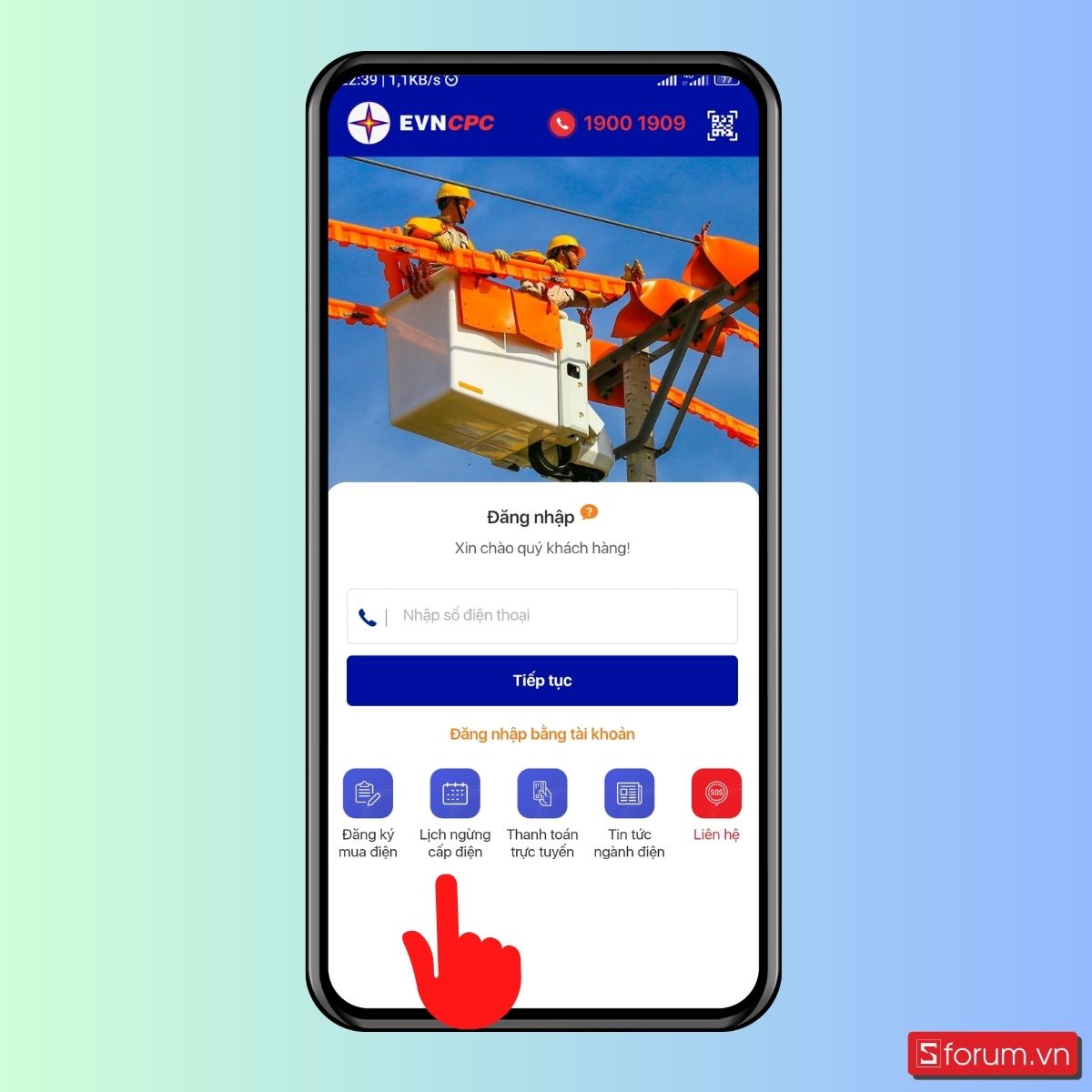 Tra cứu ngày cắt điện bằng ứng dụng EVN - Bước 2