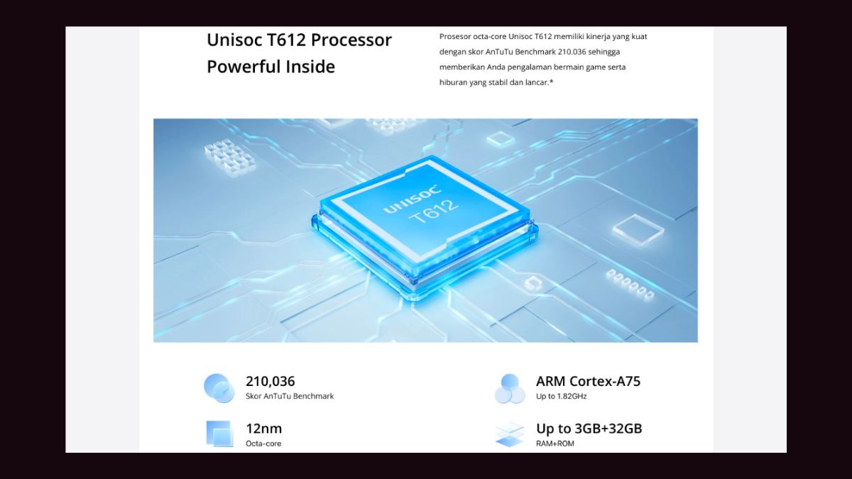 Thông số kỹ thuật của chip Unisoc T612