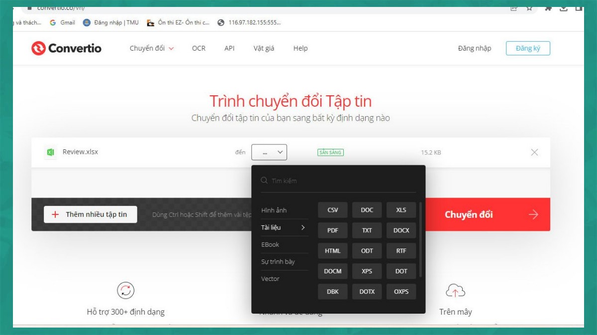 Cách copy dữ liệu từ Excel sang Word online bằng Convertio bước 3
