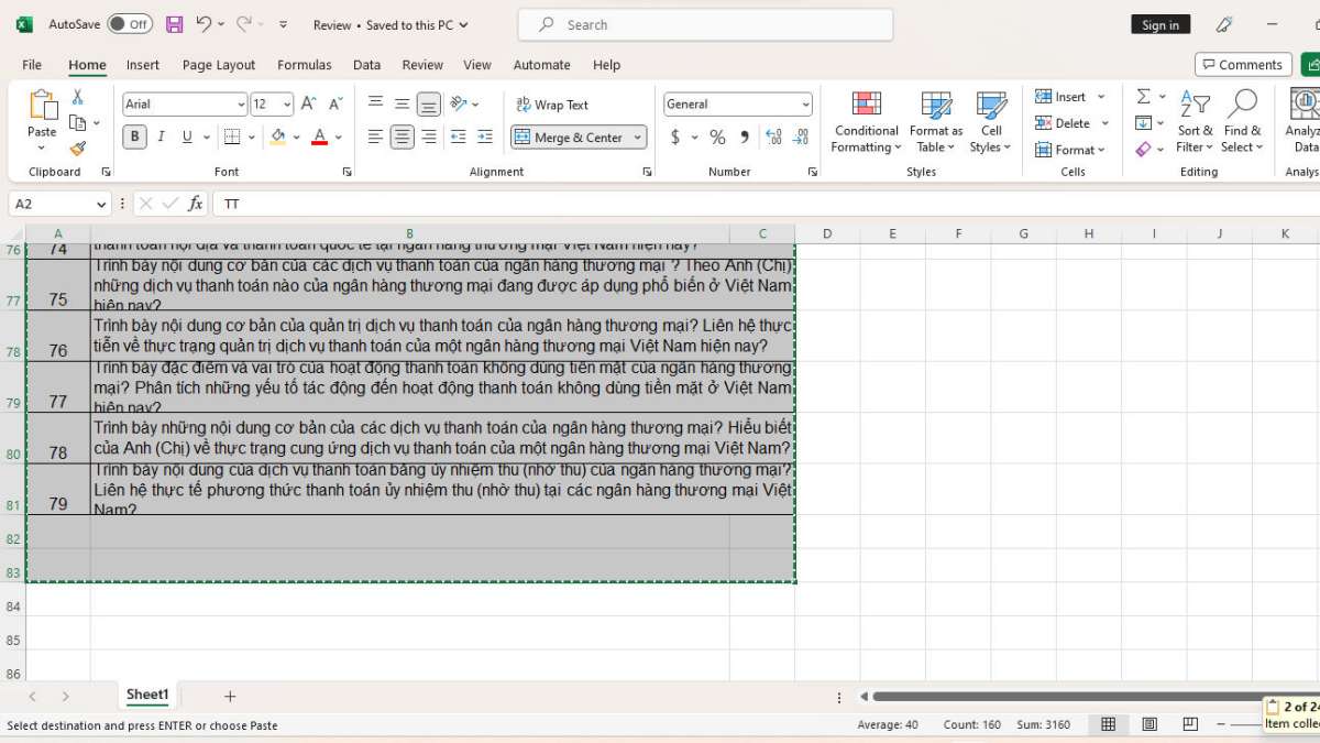 Cách copy dữ liệu từ Excel sang Word bằng Paste Picture bước 1