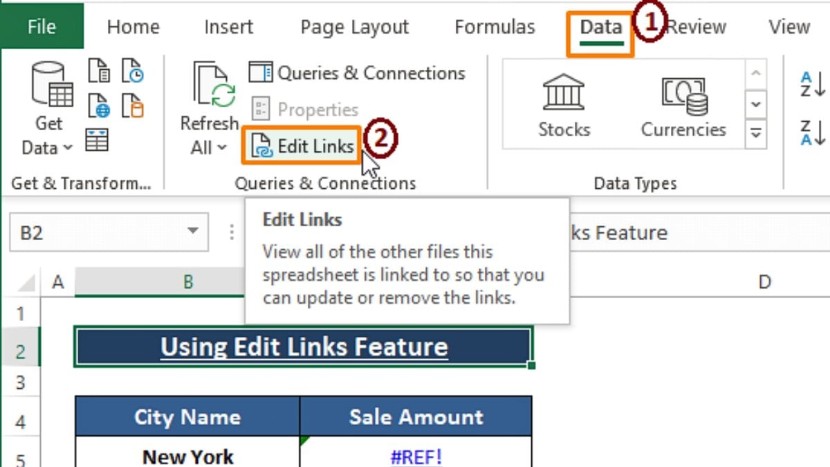 Bước 1: Cách giảm dung lượng tệp Excel bằng cách giảm dung lượng bằng cách xoá data links
