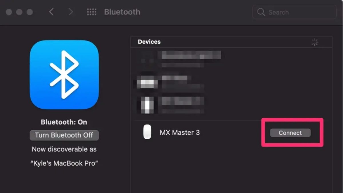 Cách kết nối chuột không dây với MacBook qua Bluetooth bước 4 
