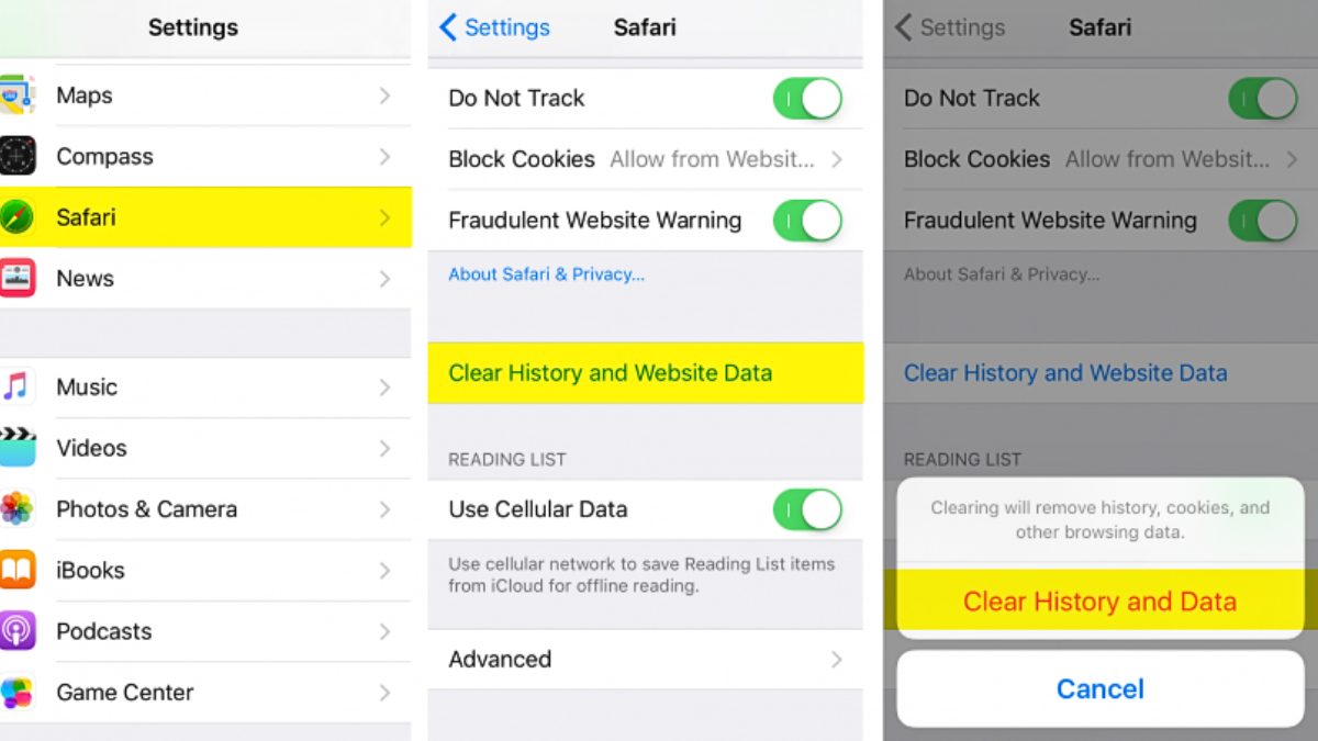 cách làm iPhone chạy mượt hơn bằng việc xóa lịch sử web