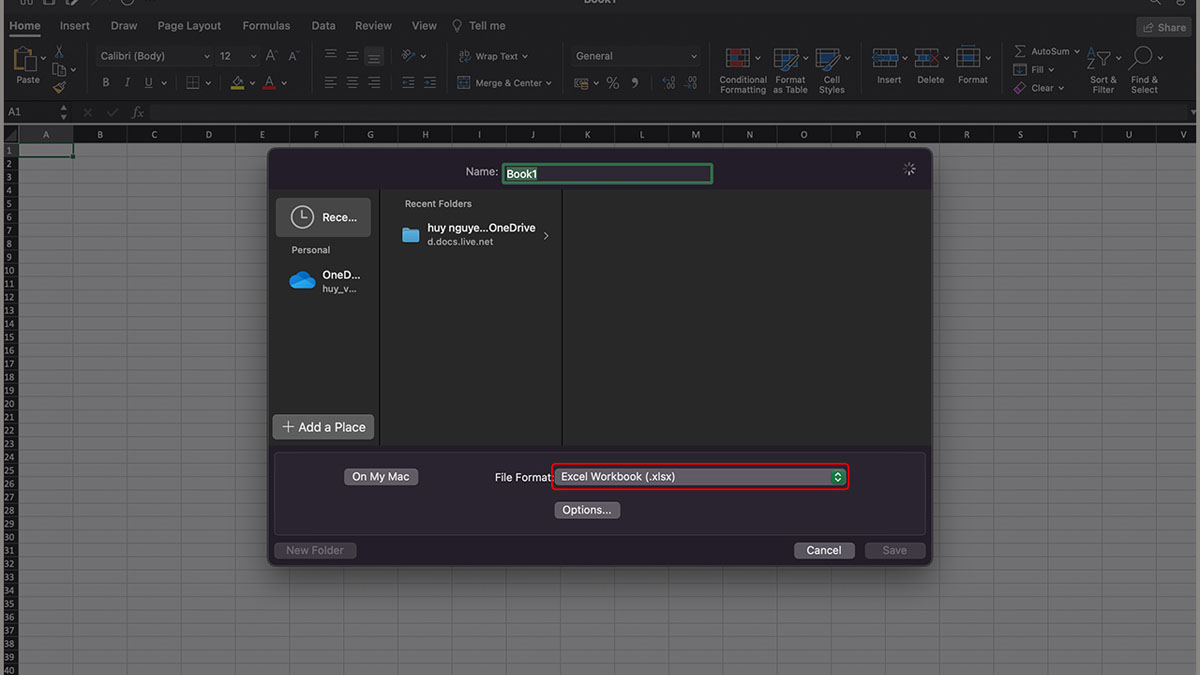 Bước 2: Cách lưu file excel trên macbook