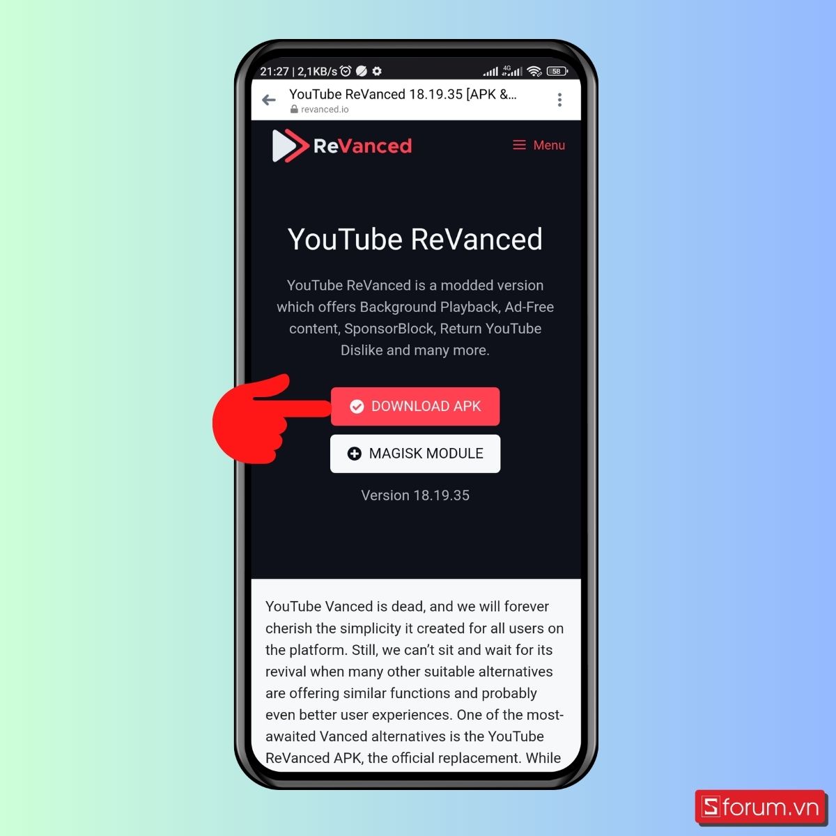 Cách tải YouTube ReVanced 18.19.35 mới nhất năm 2023 - bước 1