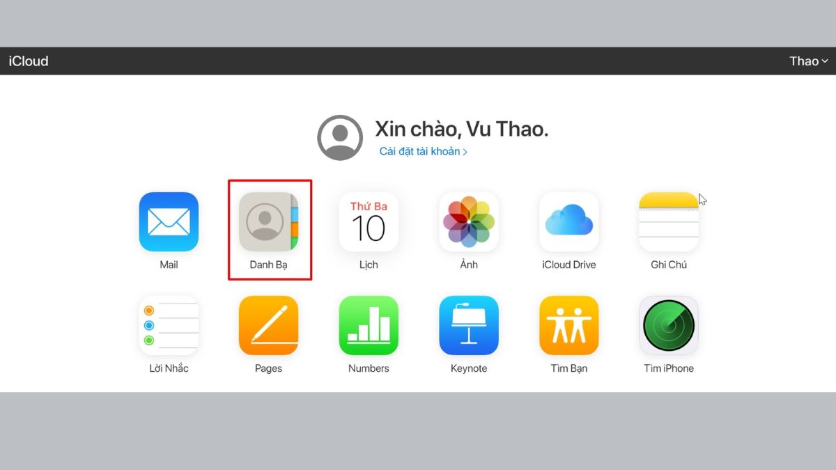 cách xóa danh bạ iPhone bằng icloud bước 2