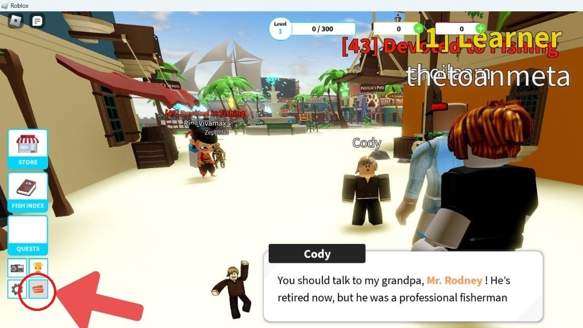 Cách nhập code Fishing Simulator bước 2
