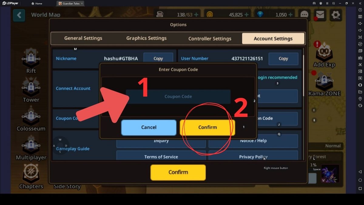 Cách nhập code Guardian Tales trên Android bước 3