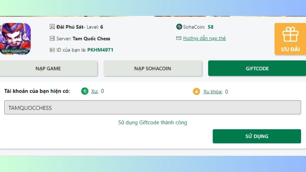 Hướng dẫn cách nhập code Tam Quốc Chess bước 3