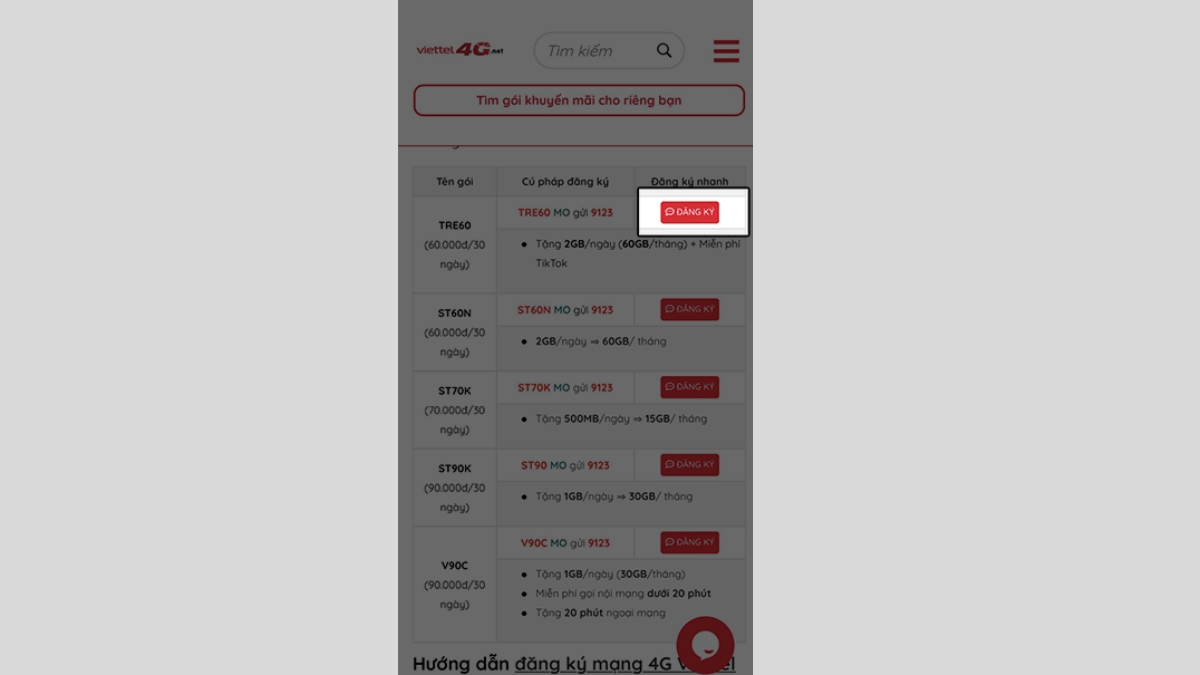 Hướng dẫn cách đăng ký 4G Viettel nhanh chóngqua Shortcut