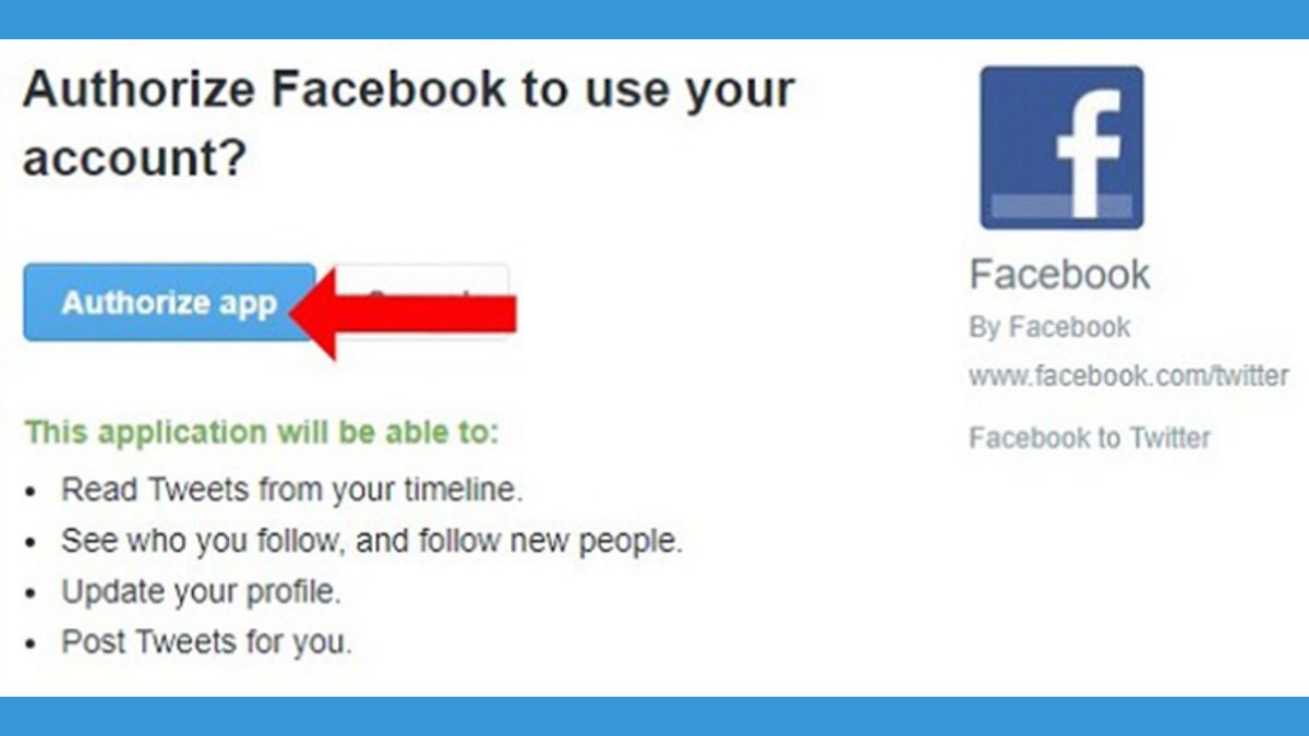 Bước 3: Cách đăng ký đăng nhập Twitter bằng Facebook