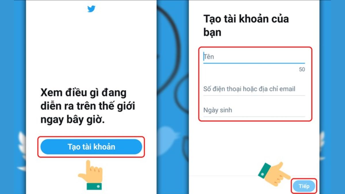 Bước 2: Cách đăng nhập Twitter bằng số điện thoại, Gmail