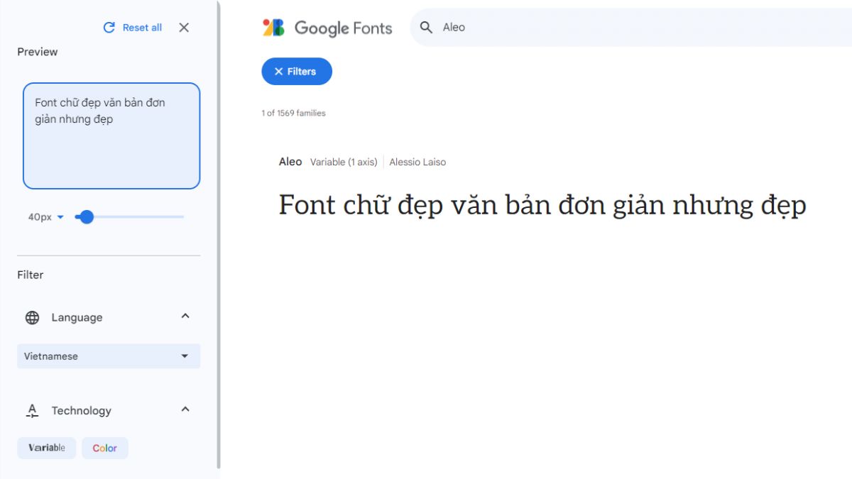 Font chữ đẹp văn bản Aleo