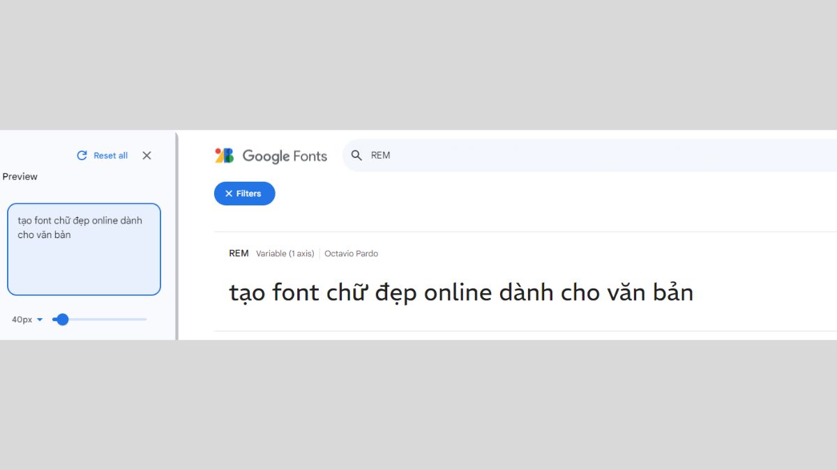 Font chữ đẹp văn bản REM