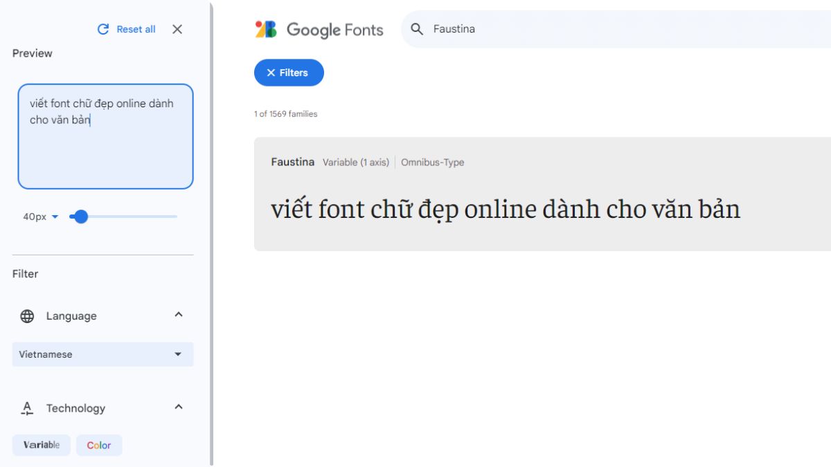 Font chữ đẹp văn bản Faustina