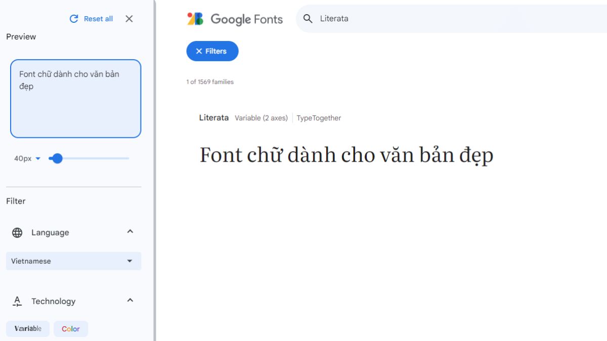 Font chữ đẹp văn bản Literata