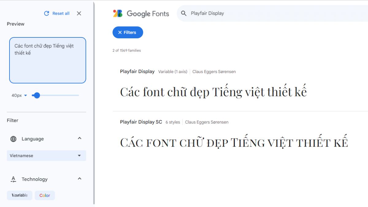 Font chữ đẹp thiết kế Playfair Display