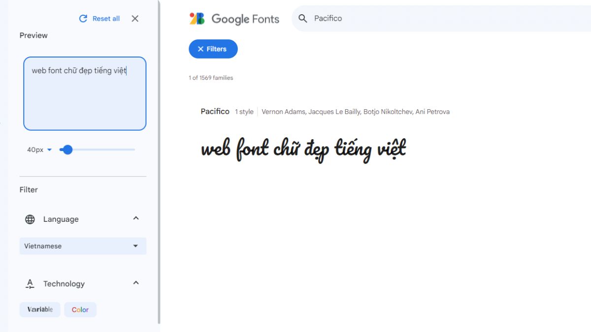 Font chữ đẹp thiết kế Pacifico