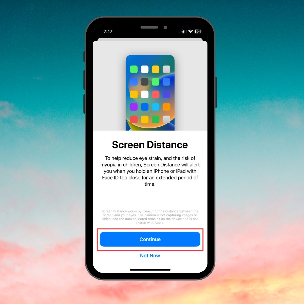 Cách bật khoảng cách màn hình trên iOS 17 4