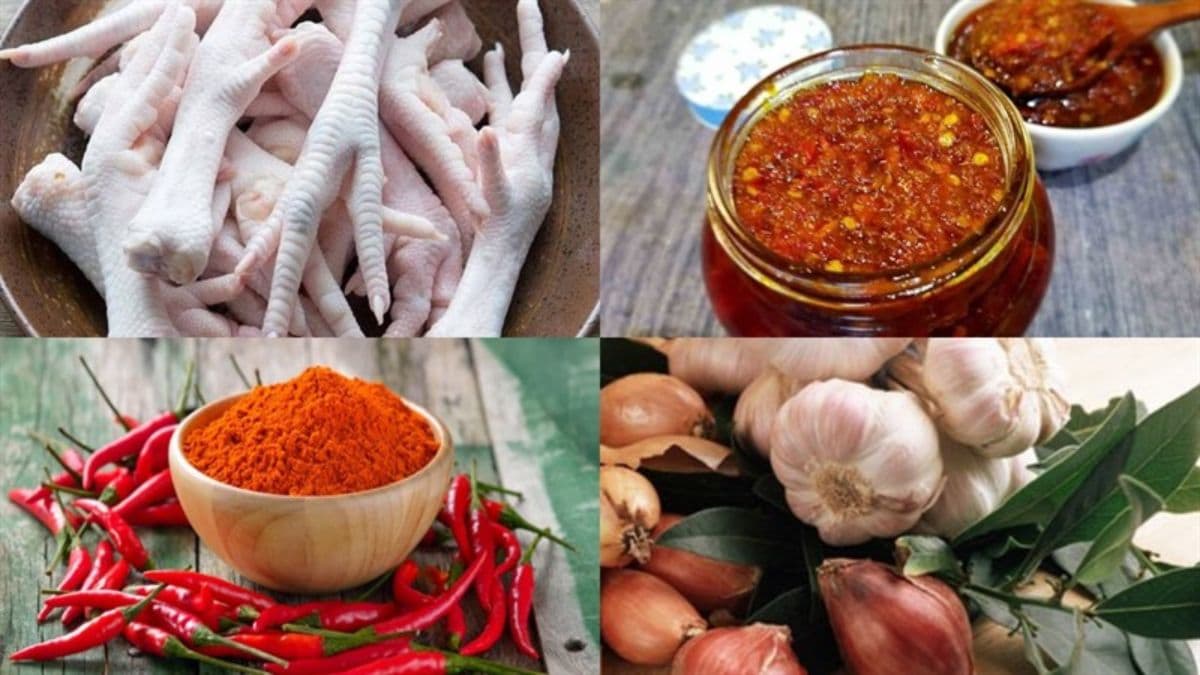 Hướng dẫn cách nướng chân gà sa tế bằng nồi chiên không dầu nguyên liệu