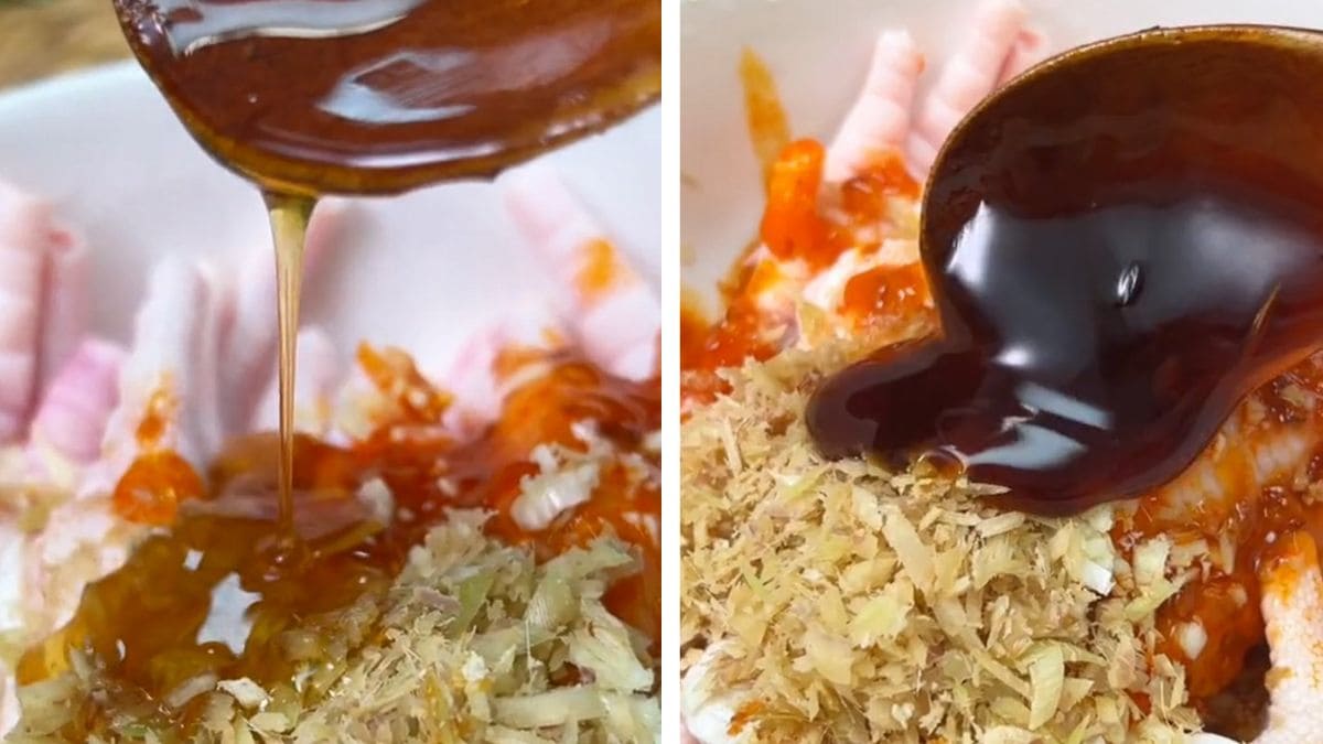 Hướng dẫn cách nướng chân gà sa tế bằng nồi chiên không dầu bước 3