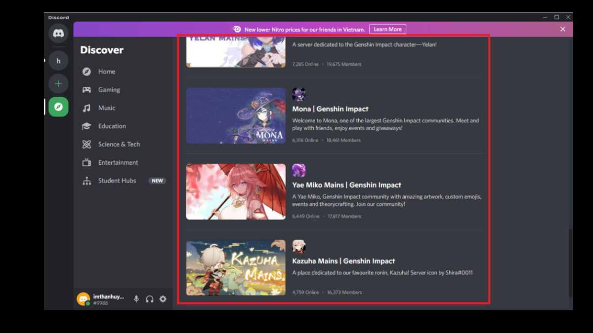 Bước 3: Cách tìm server Discord trên máy tính