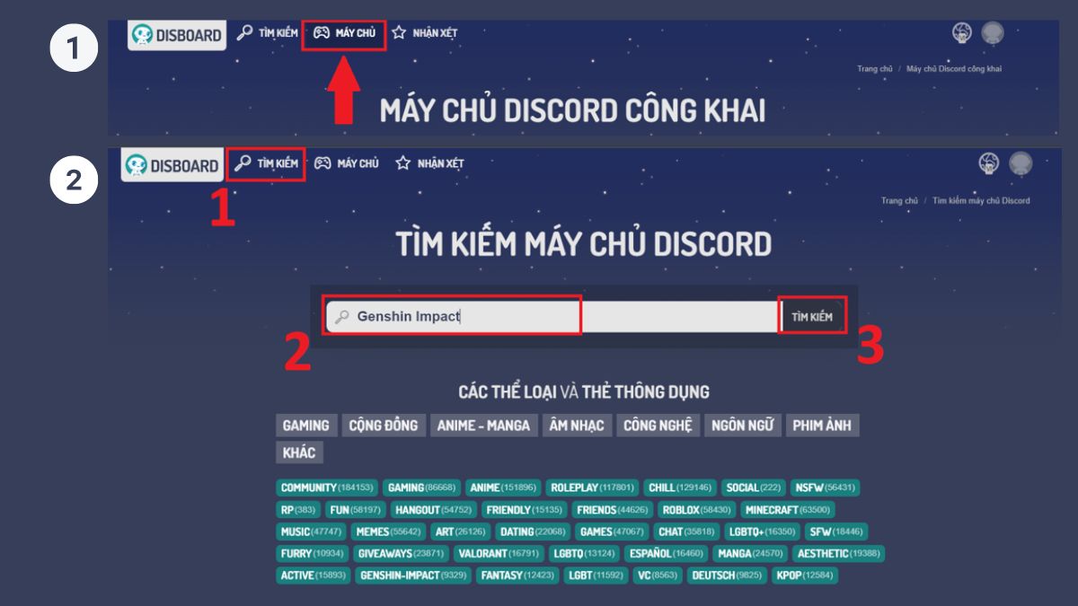 Bước 1: Cách tìm server Discord trên Disboard
