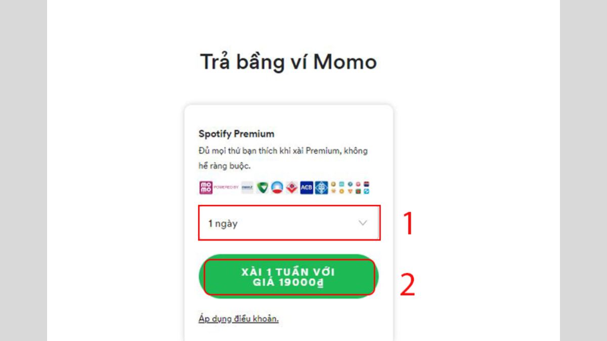 Bước 2: Cách đăng ký, đăng nhập Spotify Premium bằng ví Momo