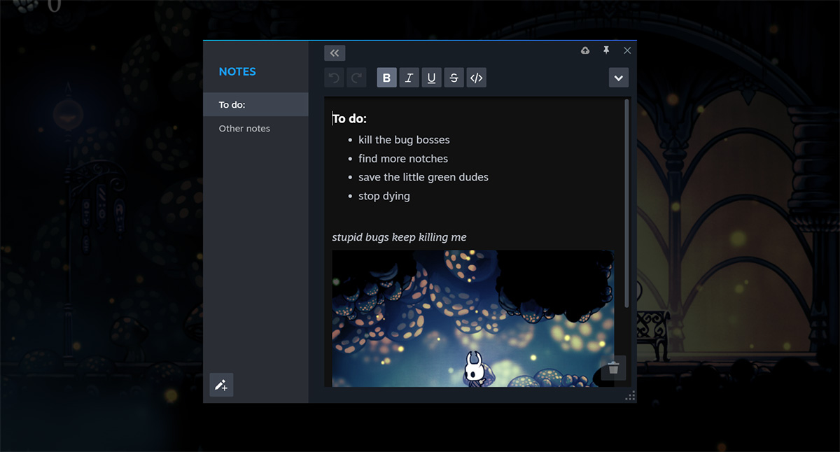 Chức năng ghi chú độc đáo của Steam