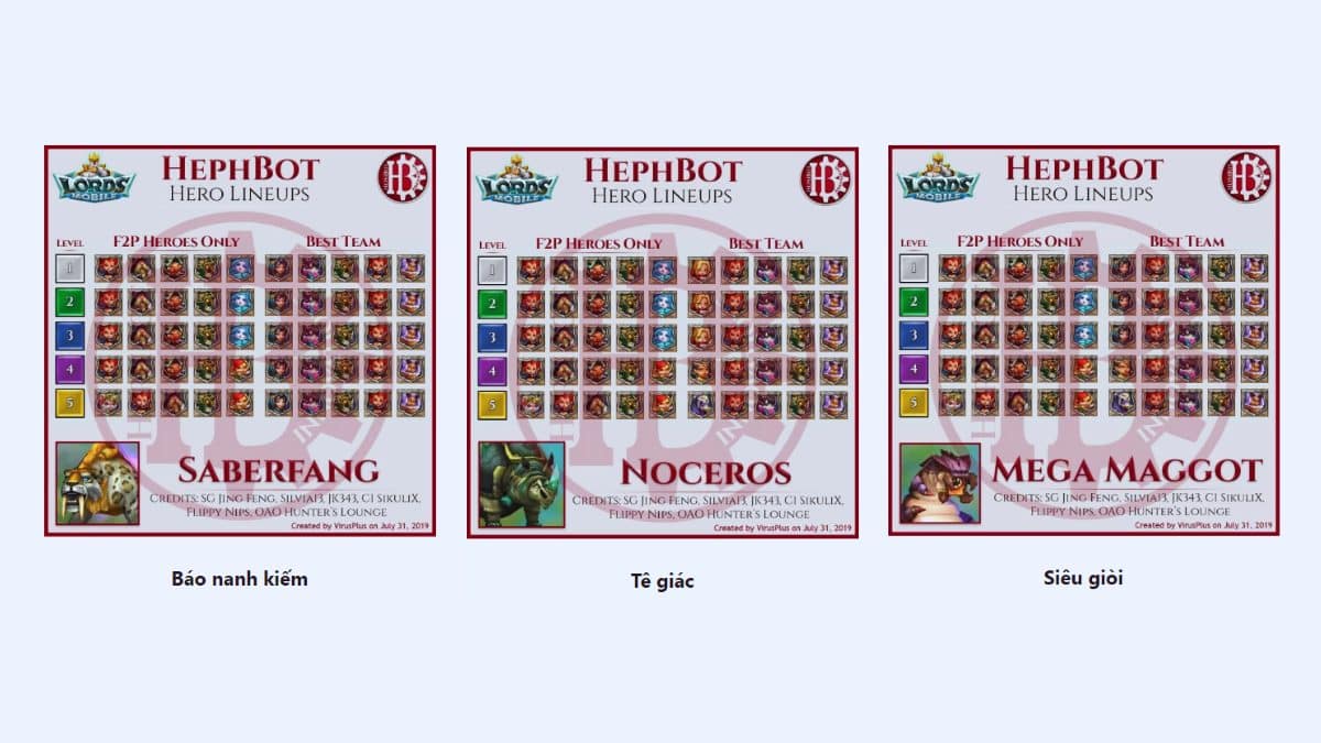 Hướng dẫn build đội hình nổi bật Lords Mobile cho người mới - đội hình 2