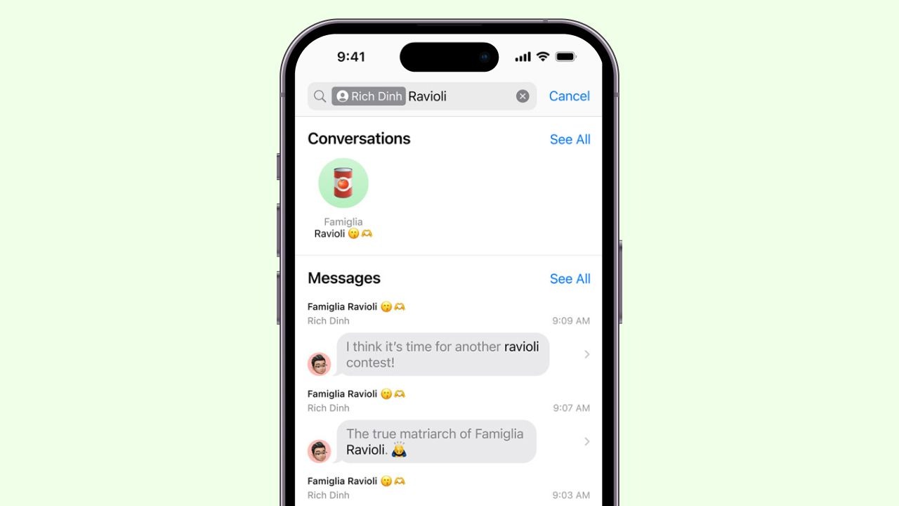 Search Filters trong ứng dụng Messages
