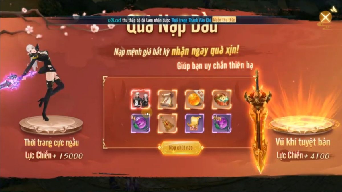 Cách nạp Trảm Tiên Quyết trực tiếp trong game bước 2