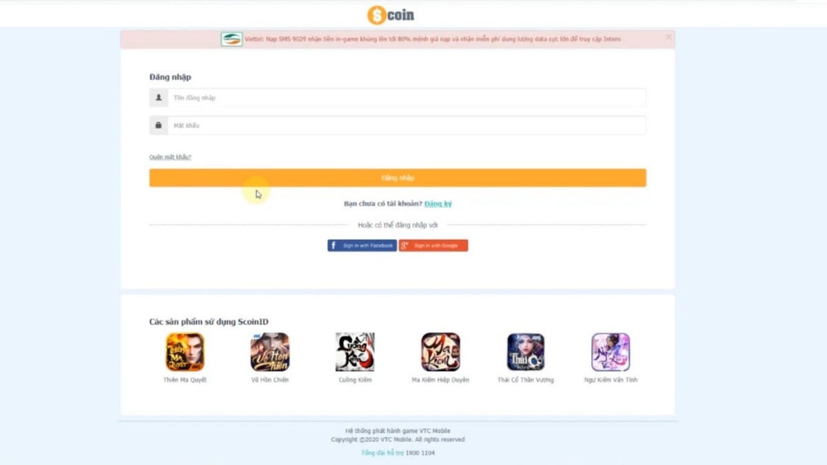 Cách nạp Trảm Tiên Quyết qua website bước 1