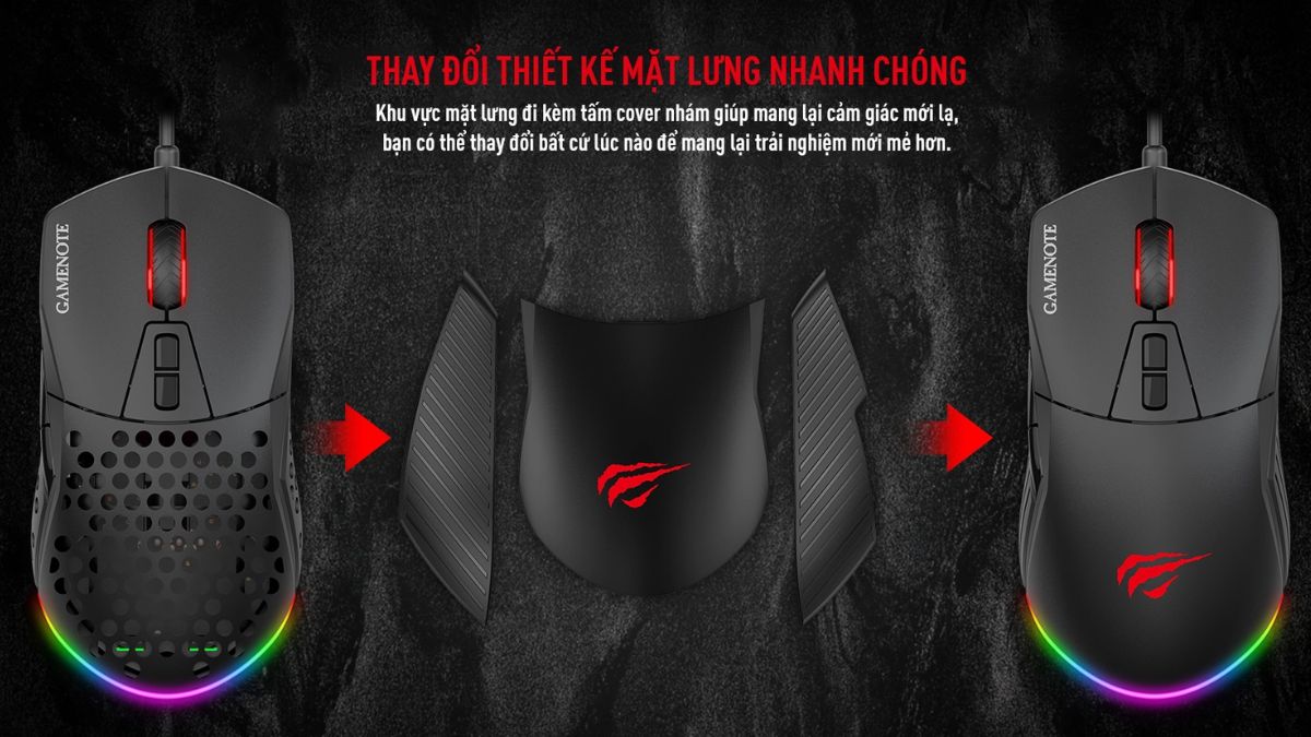 Chuột gaming có dây Havit MS885/LED RGB/đen 