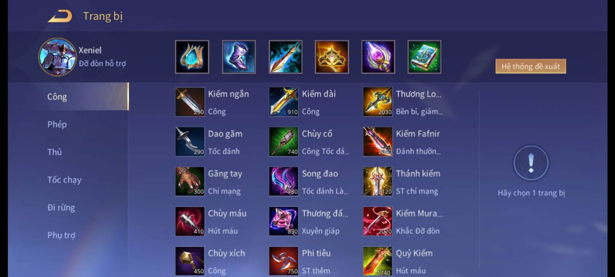 Bộ trang bị sốc damage 
