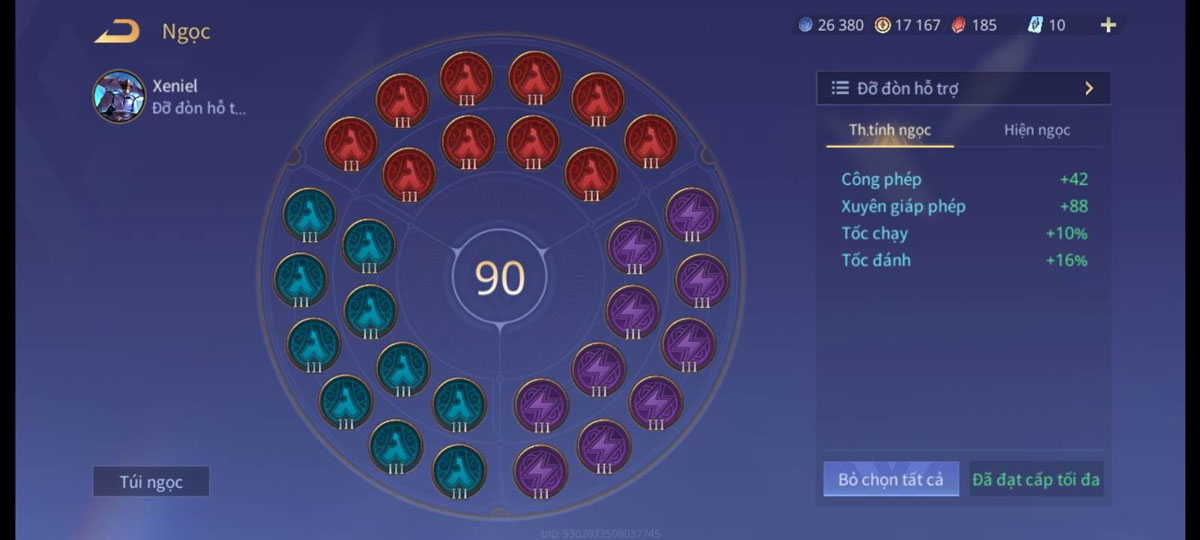 Bảng ngọc của Xeniel full phép 