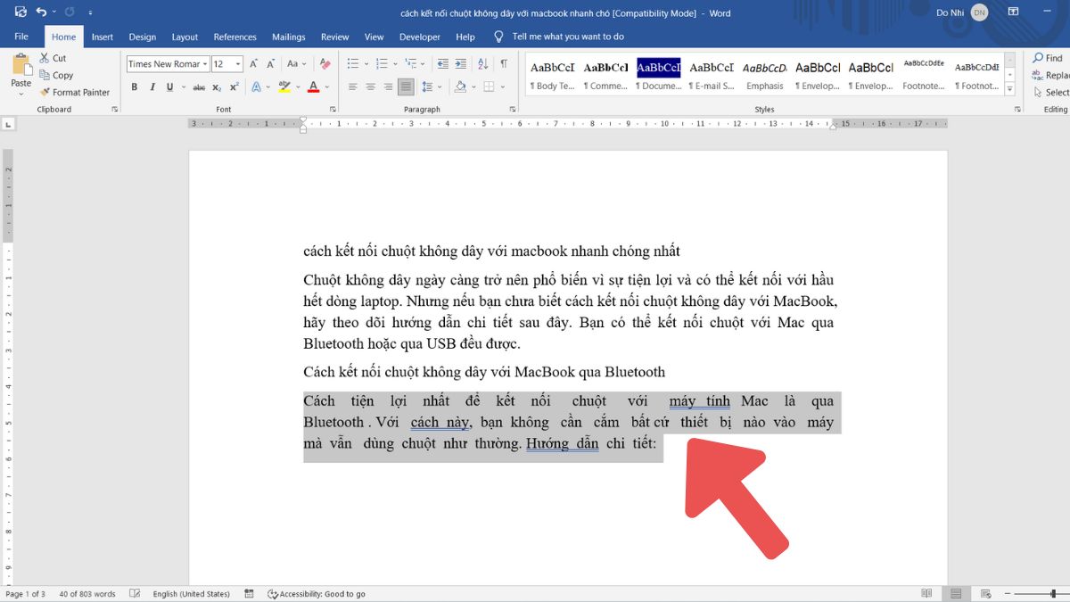 Bước 1: Bước 1: Cách xóa khoảng trắng trong bảng Word khi copy