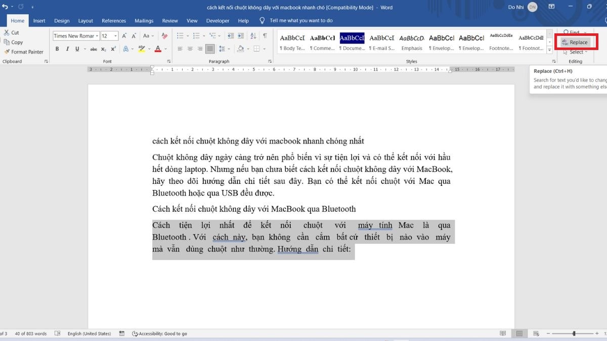 Bước 2: Cách xóa khoảng trắng trong bảng Word khi copy