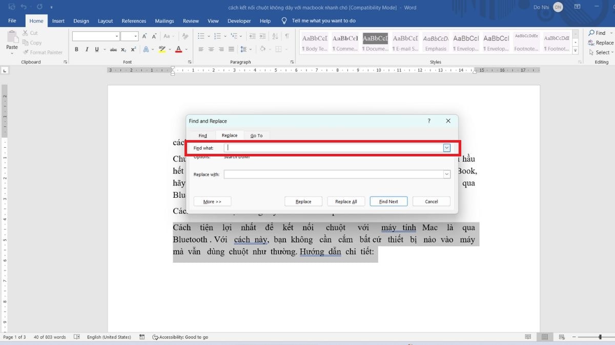 Bước 3: Cách xóa khoảng trắng trong bảng Word khi copy