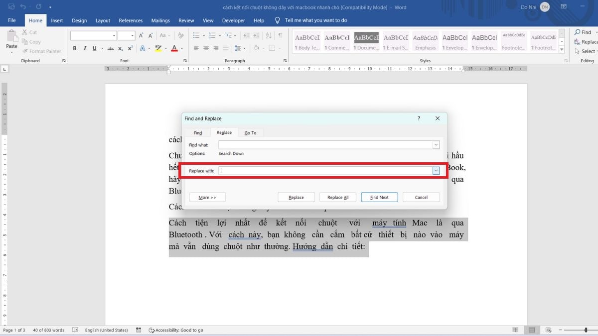 Bước 3: Cách xóa khoảng trắng trong bảng Word khi copy đơn giản