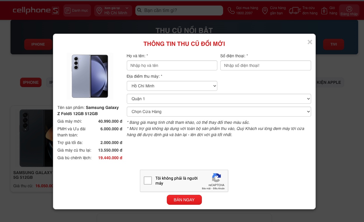 Chi phí để bạn từ Galaxy Z Fold4 256GB lên Z Fold5 512GB khá hấp dẫn
