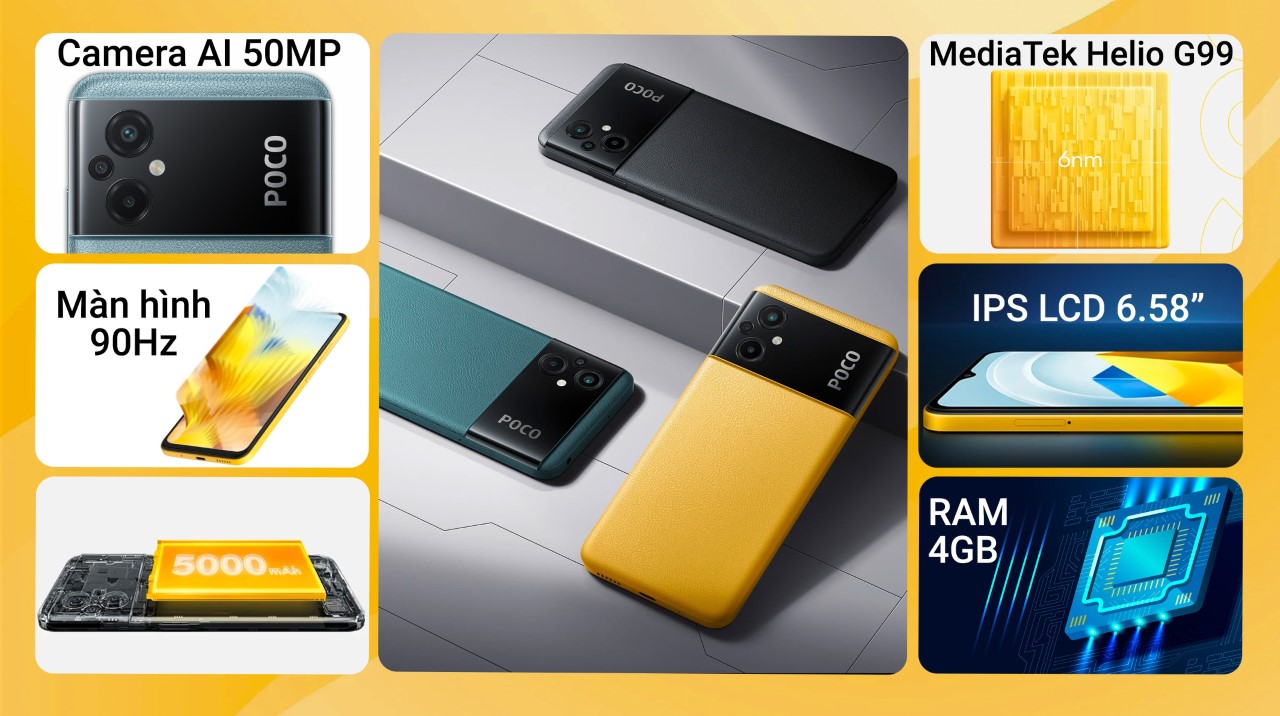 POCO M5 có mức dung lượng RAM bắt đầu từ 4GB