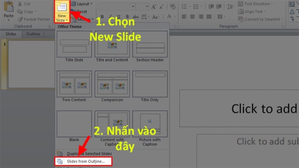 Cách chuyển Word sang Powerpoint 2010, 2007 bước 2