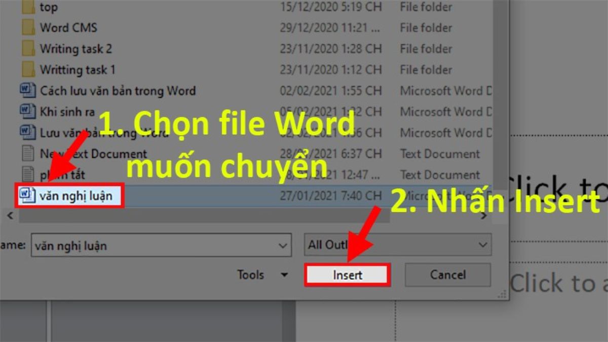 Cách chuyển Word sang Powerpoint 2010, 2007 bước 3