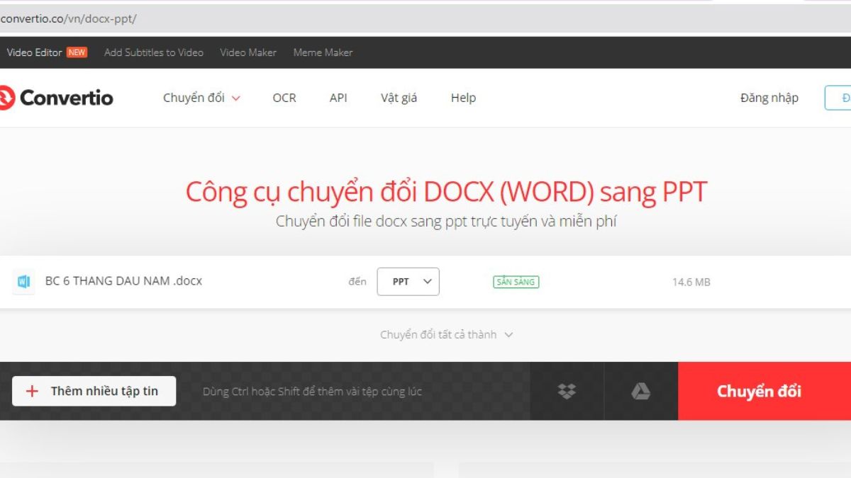 Cách chuyển Word sang Powerpoint bằng Website Convertio bước 2