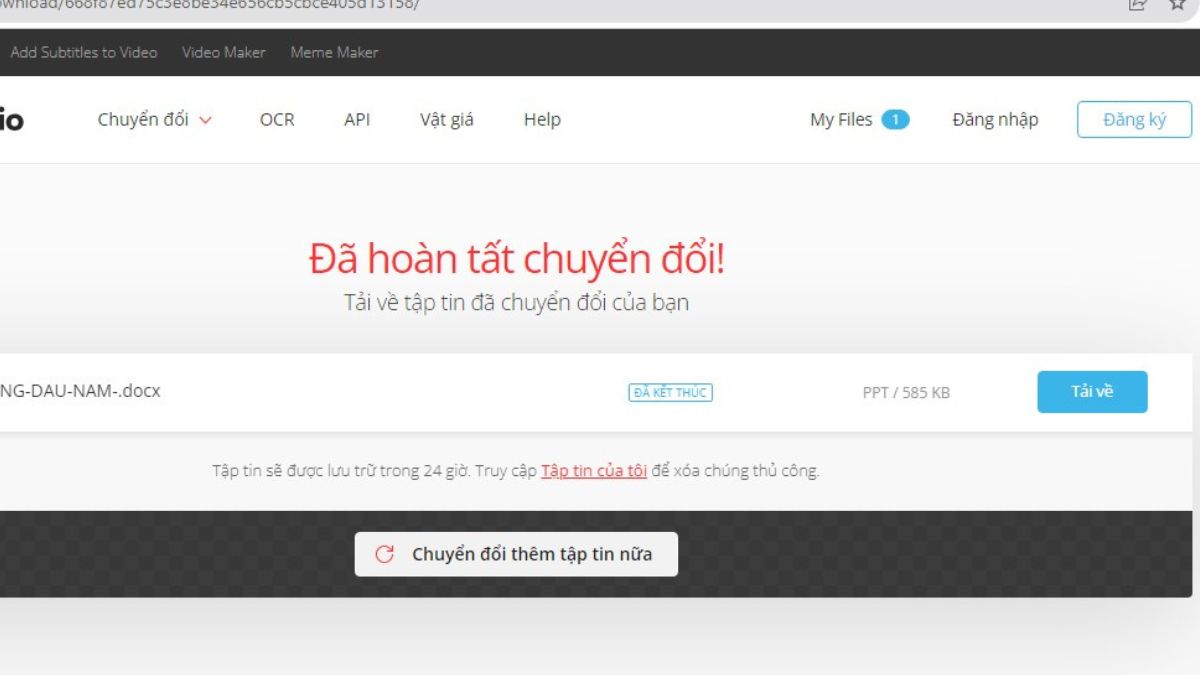 Cách chuyển Word sang Powerpoint online bằng Website Convertio bước 5