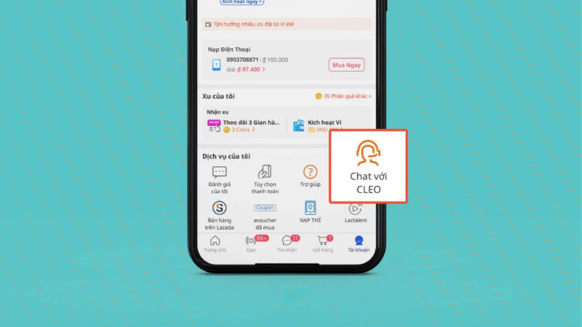 Cách hủy đơn hàng trên Lazada qua chat CLEO bước 1 