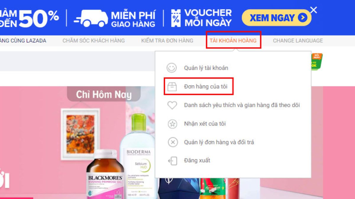 Cách hủy đơn hàng trên Lazada khi chưa đóng gói bằng máy tính bước 2 